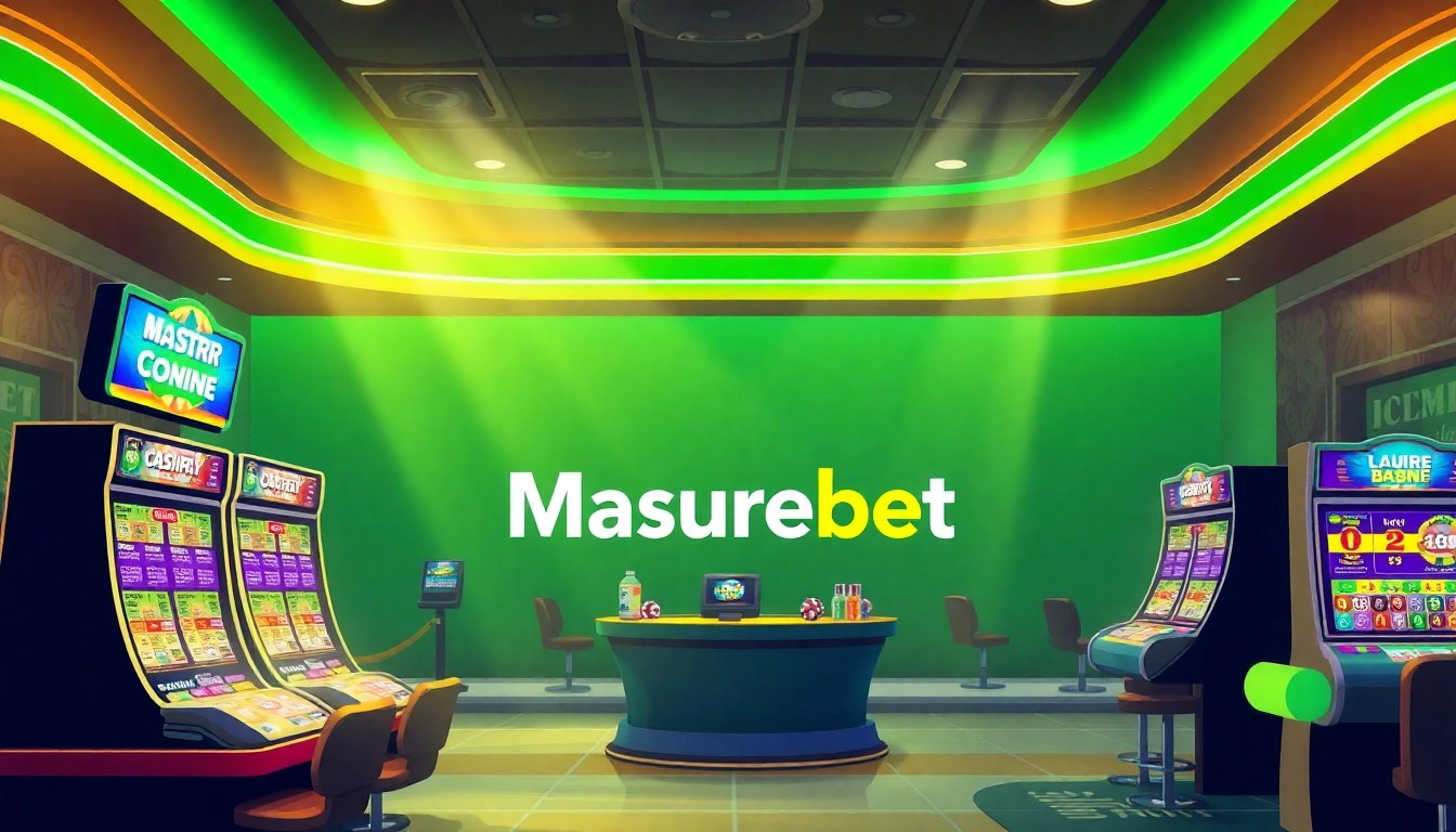 Masurebet lottery tickets displayed prominently in a vibrant casino setting, showcasing engaging gaming options.