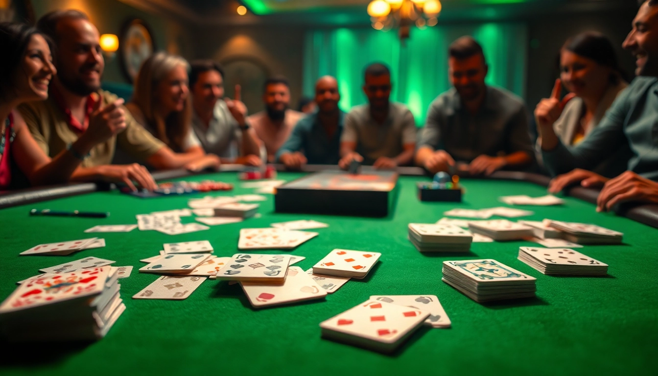 Engaging rummy wealth game scene showcasing vibrant cards on a table with players in action.