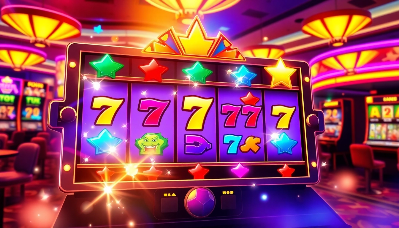 Play exciting slot gacor games with vibrant colors and neon lights in an engaging casino.