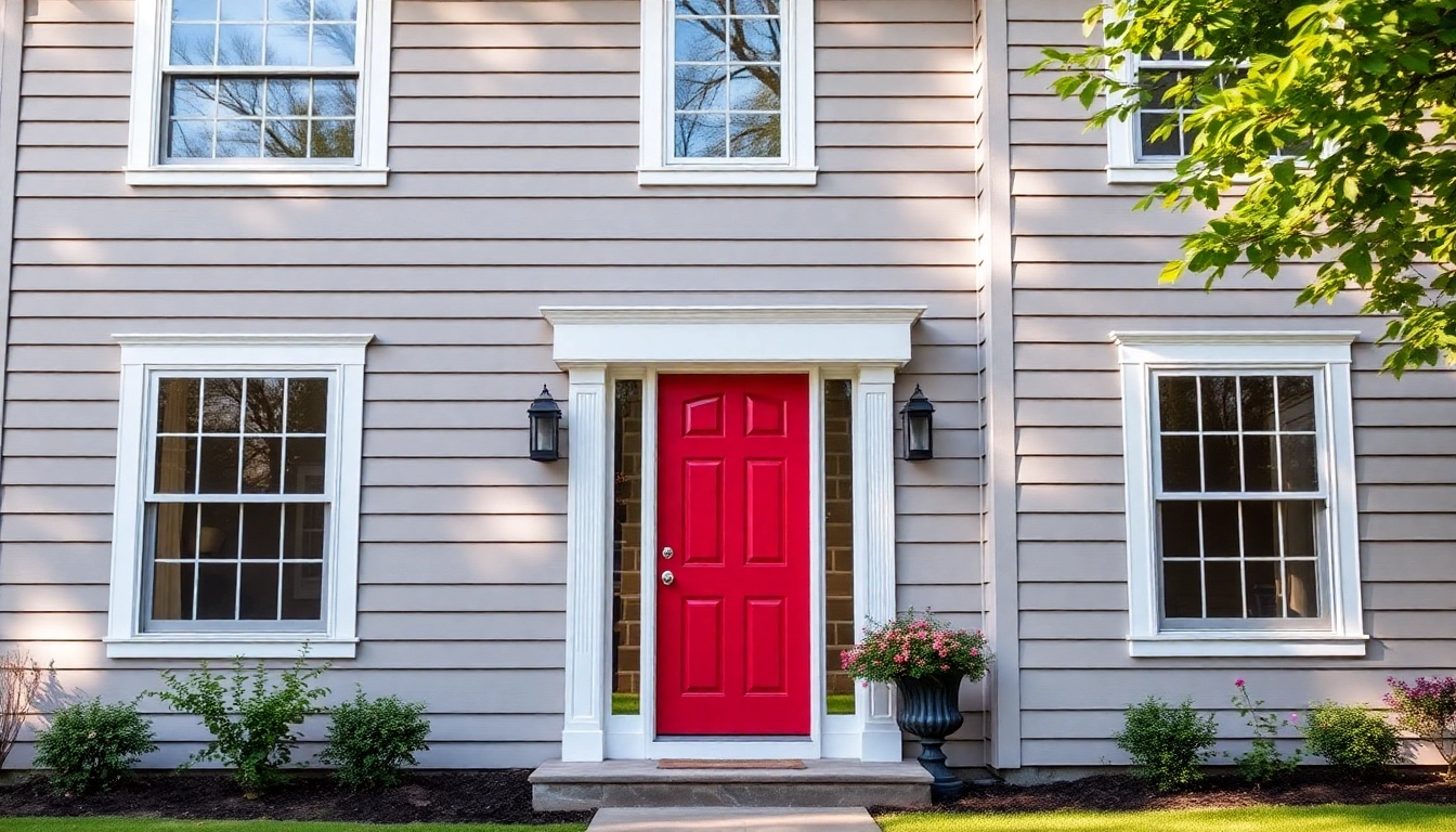 Showcasing exterior renovations with vibrant new siding, stylish windows, and a welcoming front door.