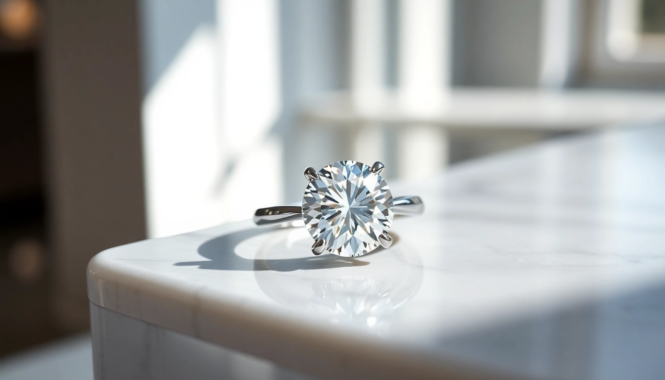 Admire a brilliant 2 carat engagement ring glistening on a marble surface, showcasing its exquisite craftsmanship.