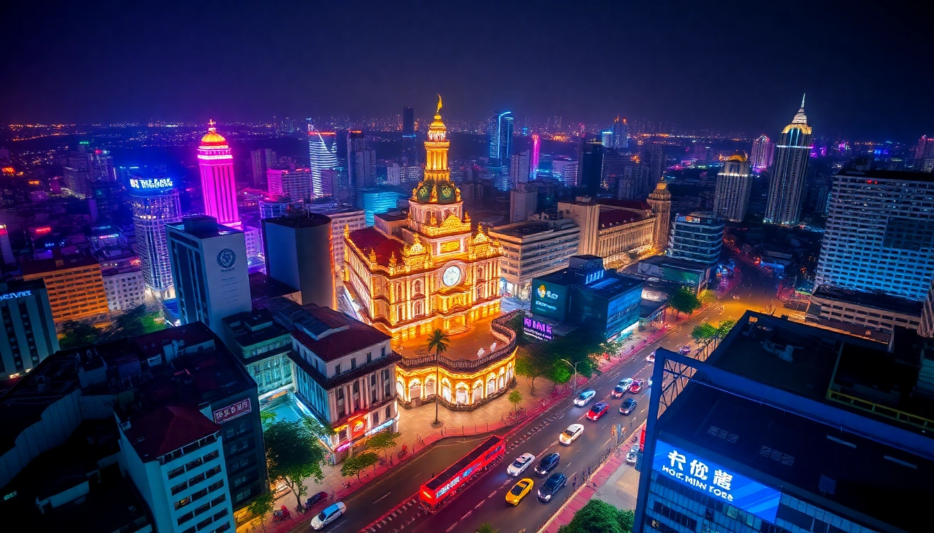 Experience 호치민 황제투어 예약 in the vibrant nightlife of Ho Chi Minh City with illuminated streets and local experiences.