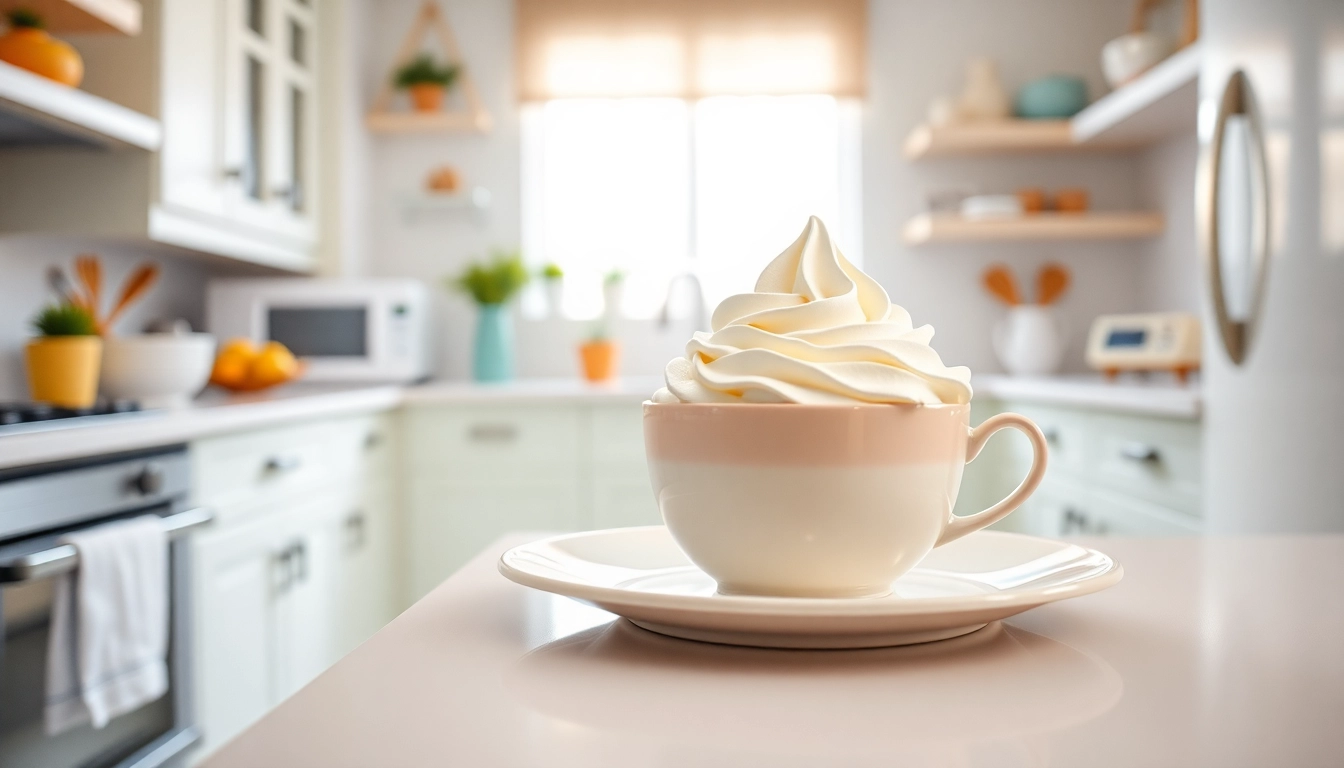 Whipped cream being dispensed from a cream charger, showcasing its sleek design and functionality.