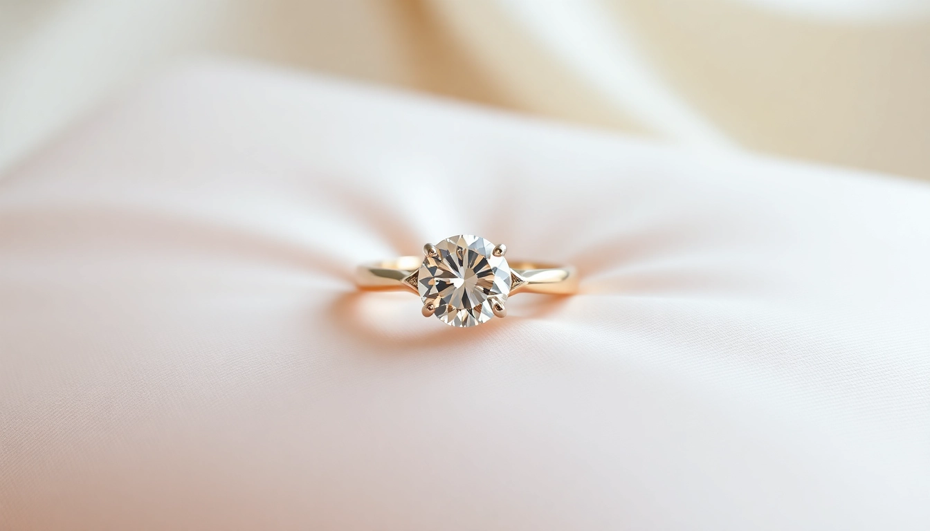 Admire stunning 3 Carat Engagement Rings featuring a brilliant round diamond on a gold band.