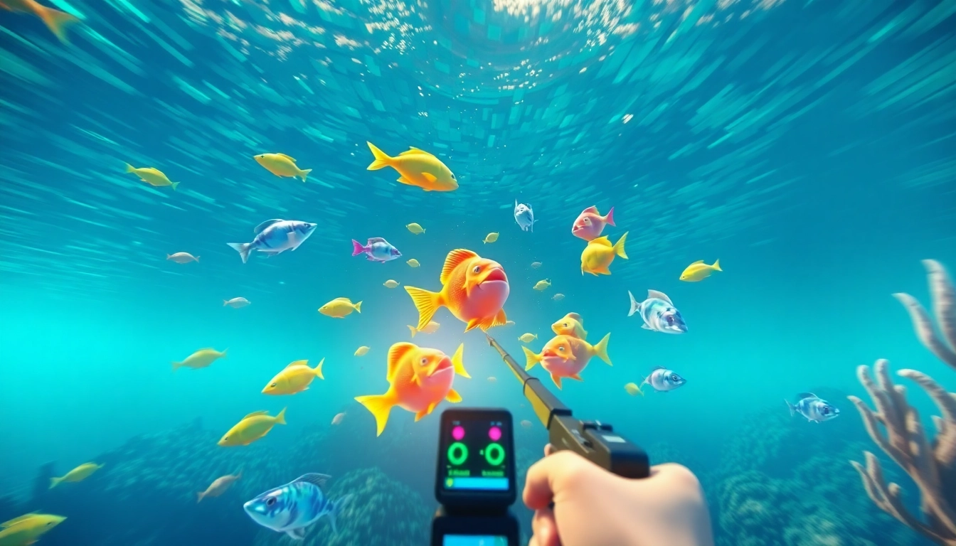 Shooting colorful fish in a dynamic slot tembak ikan online game setting, highlighting player engagement and excitement.