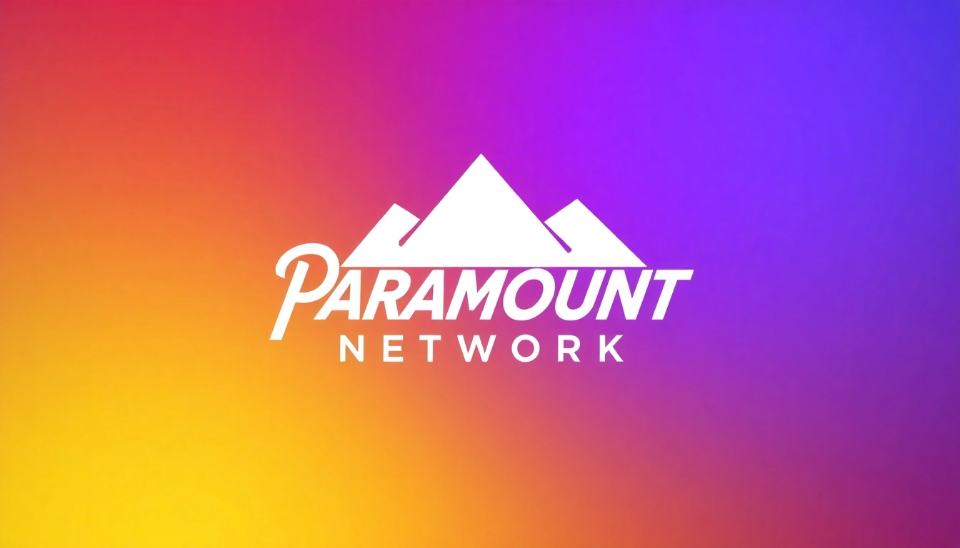 Highlight the distinct features of the Paramount Network logo on a vibrant backdrop.