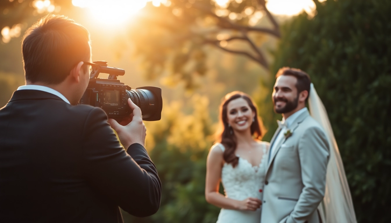 Wedding videographer in Ireland capturing a romantic moment between a couple during golden hour.