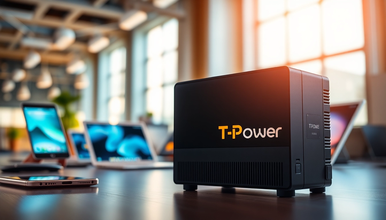 TPower showcasing a high-quality power supply unit in a modern tech environment.