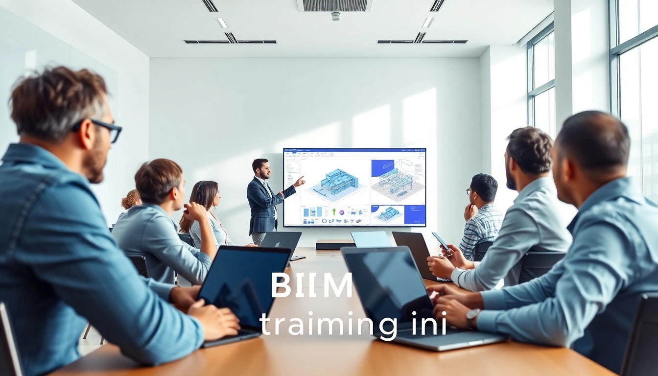 Engaged BIM Training in Pune, showcasing professionals collaborating in a modern classroom environment.