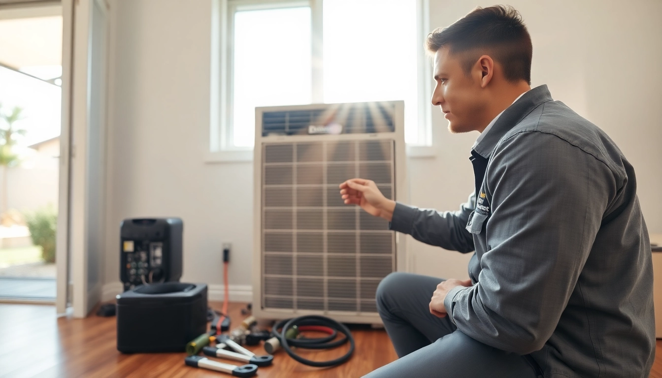 HVAC technician performing AC repair in Glendale, AZ, ensuring optimal air conditioning performance.