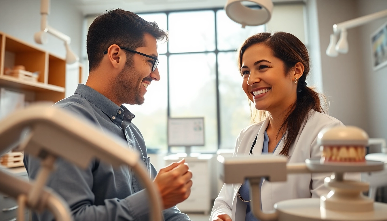 Orthodontics patient smiling after treatment with orthodontist in a modern clinic.