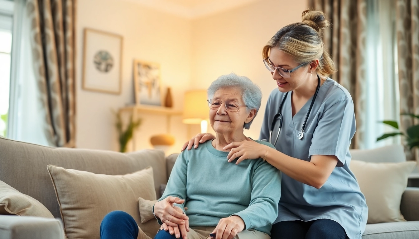 Caregiver providing compassionate support in Austin senior home care setting.