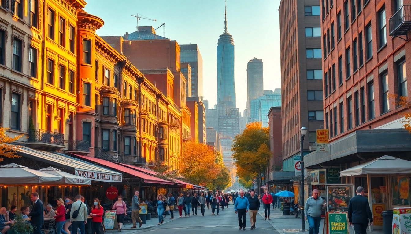 Experience cultural vibrancy in Downtown Jersey City with historic architecture and lively streets.