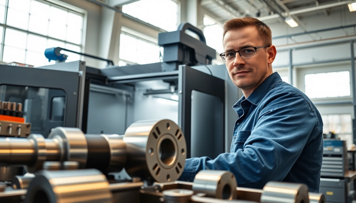 Engaging scene of a metal manufacturer in Edmonton operating a CNC machine with precision.