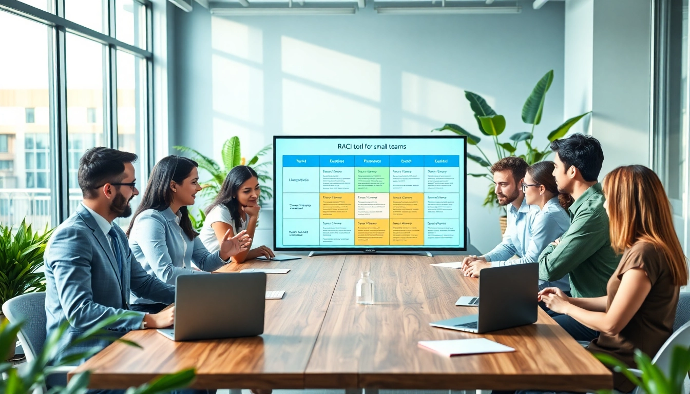 Utilizing a RACI tool for small teams in a collaborative office setting with engaged team members.