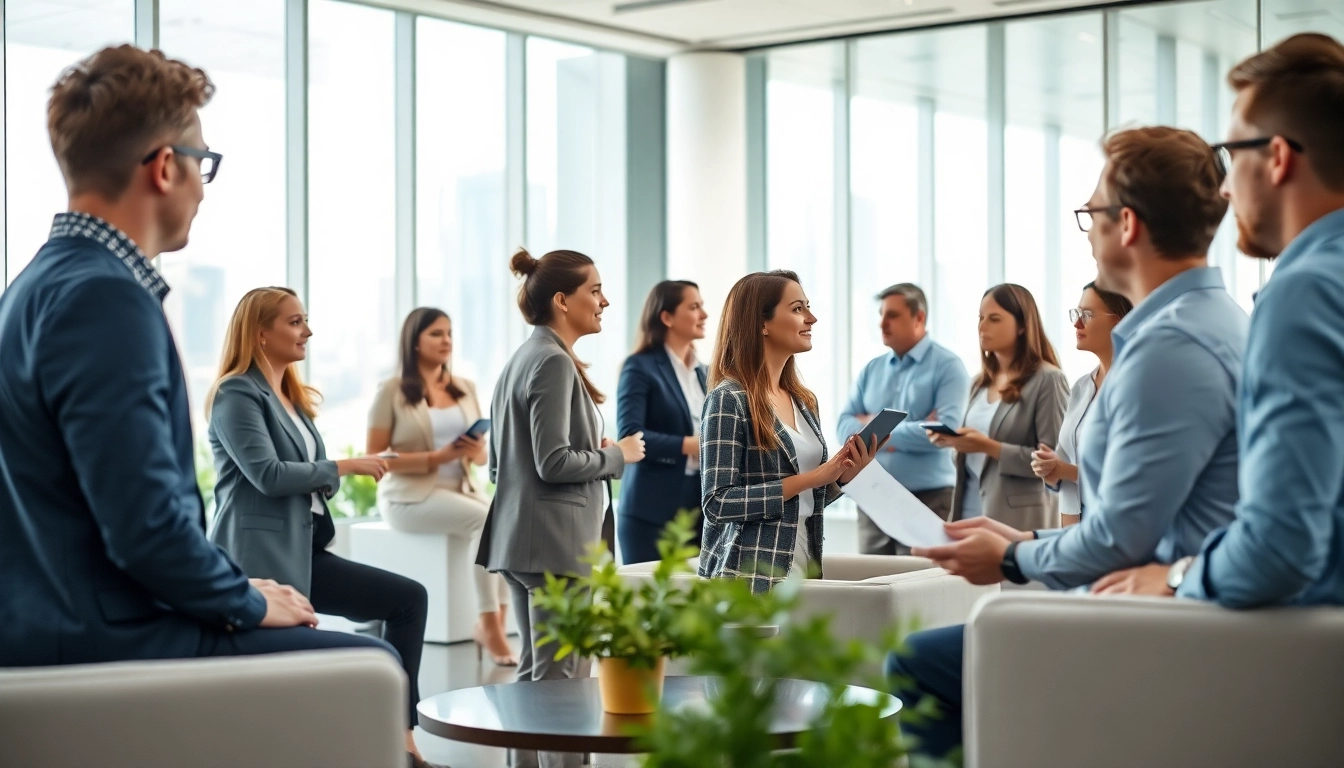 Fractional recruitment professionals collaborating in a modern business office.