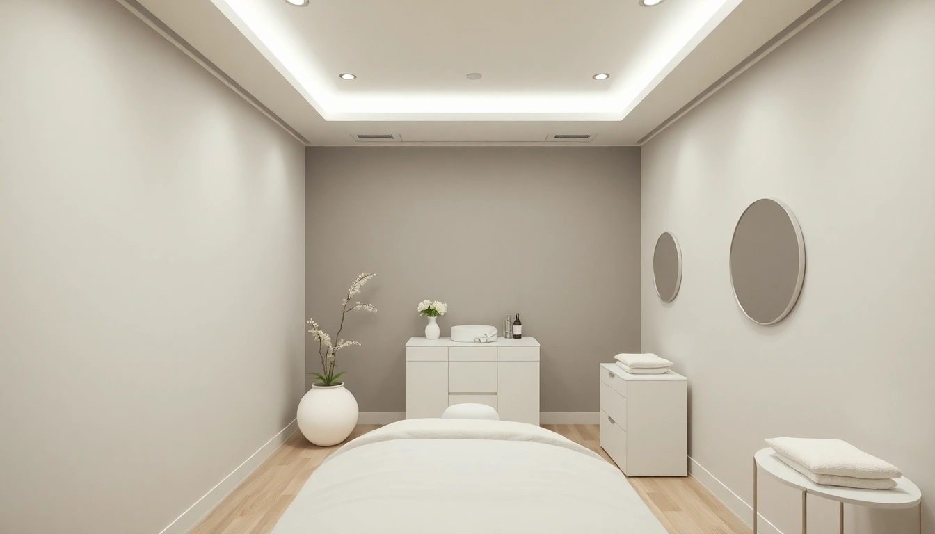 Serene aesthetic treatment room in Zürich highlighting modern design elements.