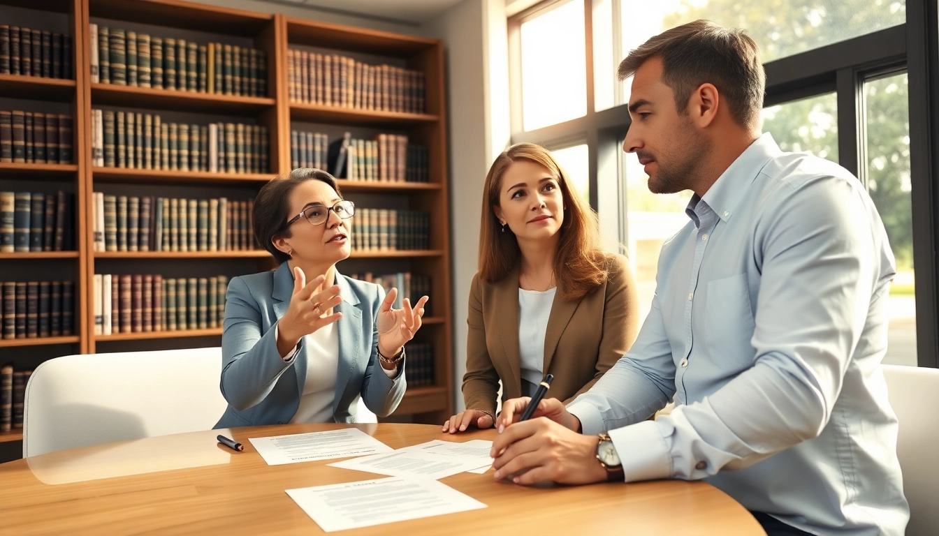 Couple receiving mutual consent divorce legal advice from a professional attorney.