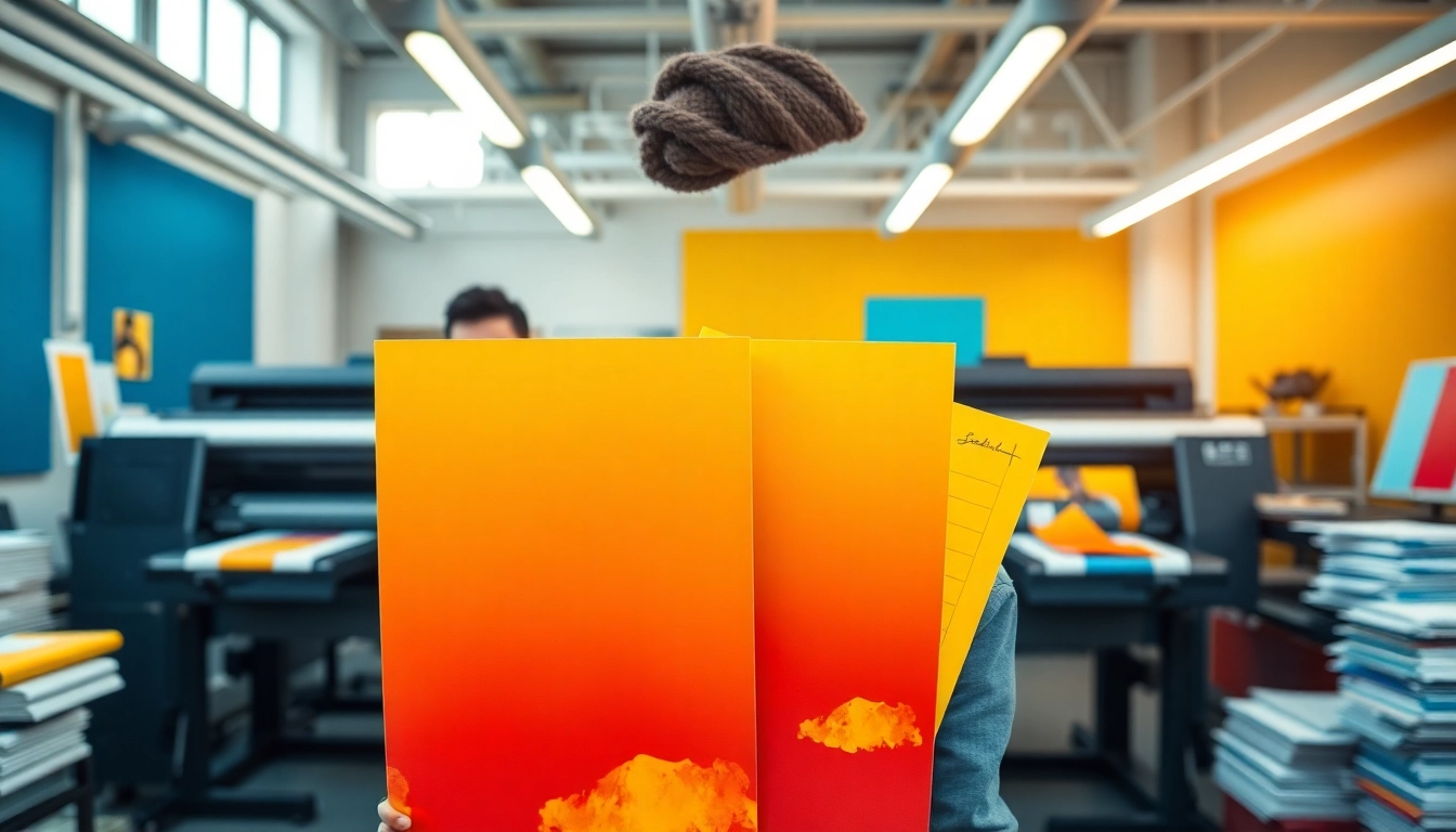 Print high-quality school poster printers designs showcased in a modern printing studio environment.