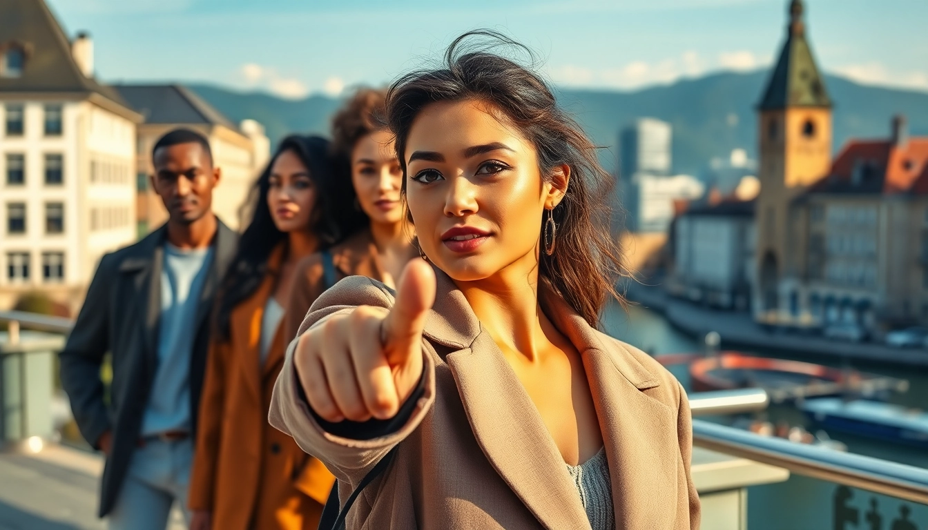 Modelagentur Zurich präsentiert diverse Models in einer stilvollen Umgebung mit Zürich Skyline im Hintergrund.
