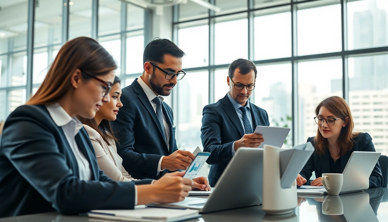 Analyze competitor pricing analysis with a focused business team examining market data in a modern office.