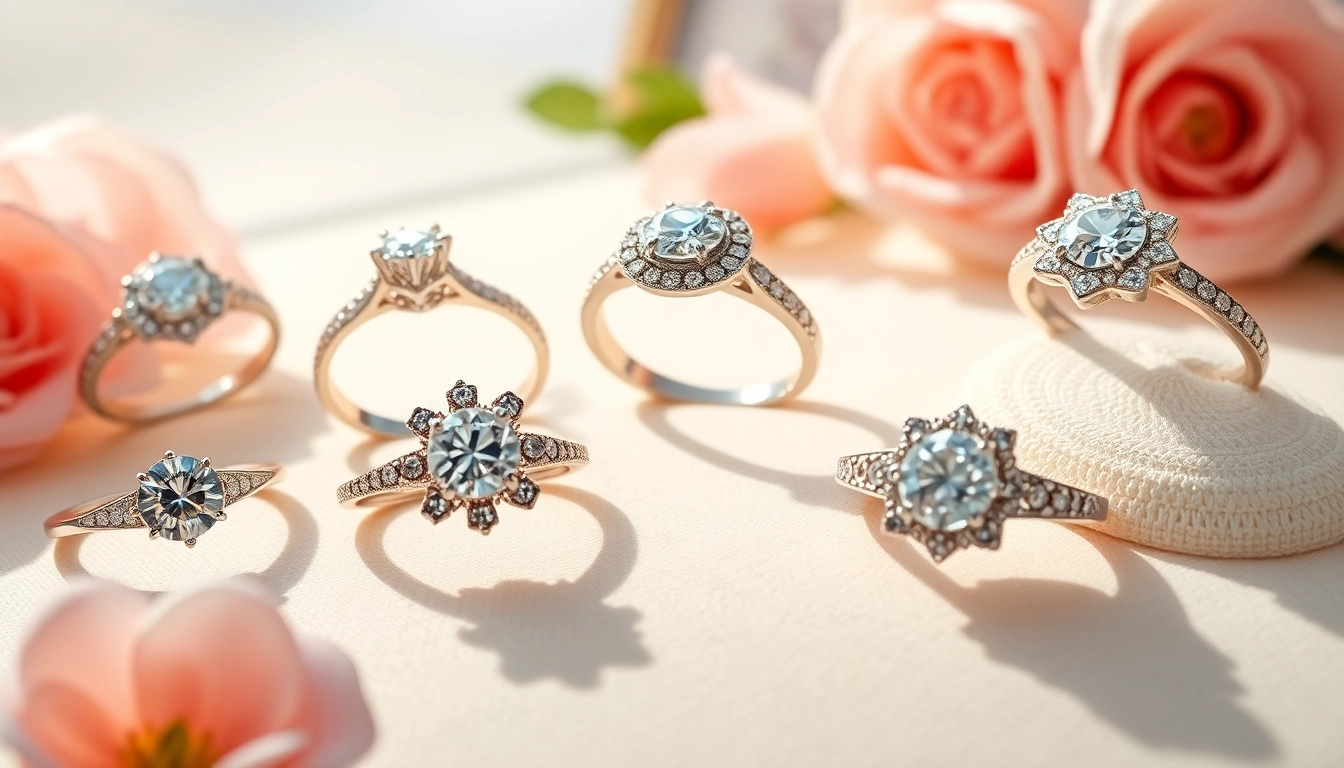 Showcase of engagement jewelry designers featuring exquisite custom ring designs and brilliant gemstones.
