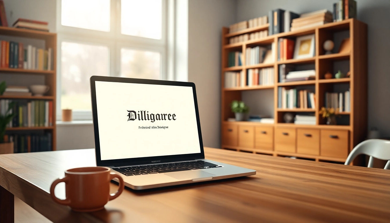 Degree for sale online in a cozy home office with a laptop and diploma.