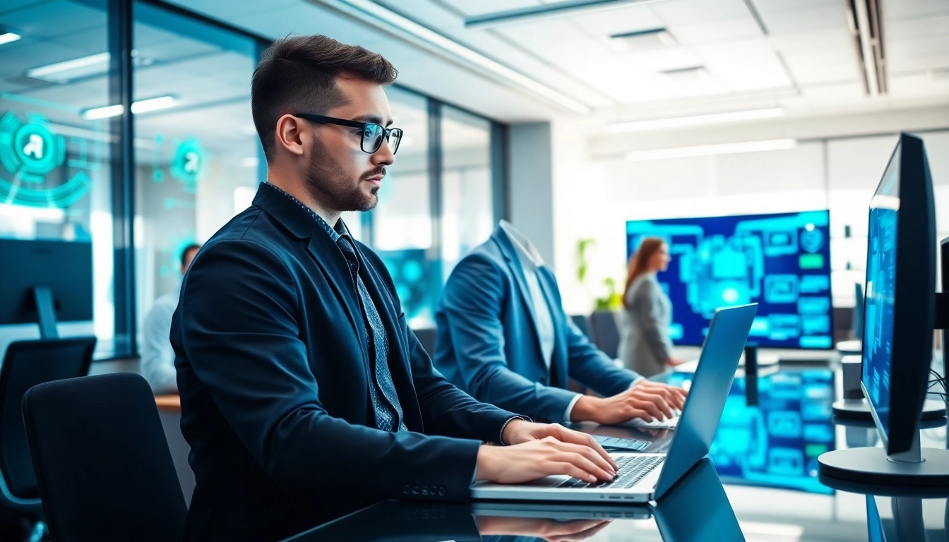Engaging Edmonton IT Services provider in a modern office setting with advanced technology.