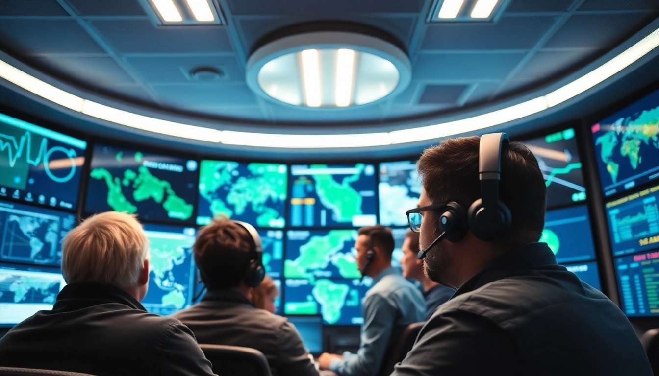 Monitor real-time safety alerts in a high-tech control room showcasing focused personnel.