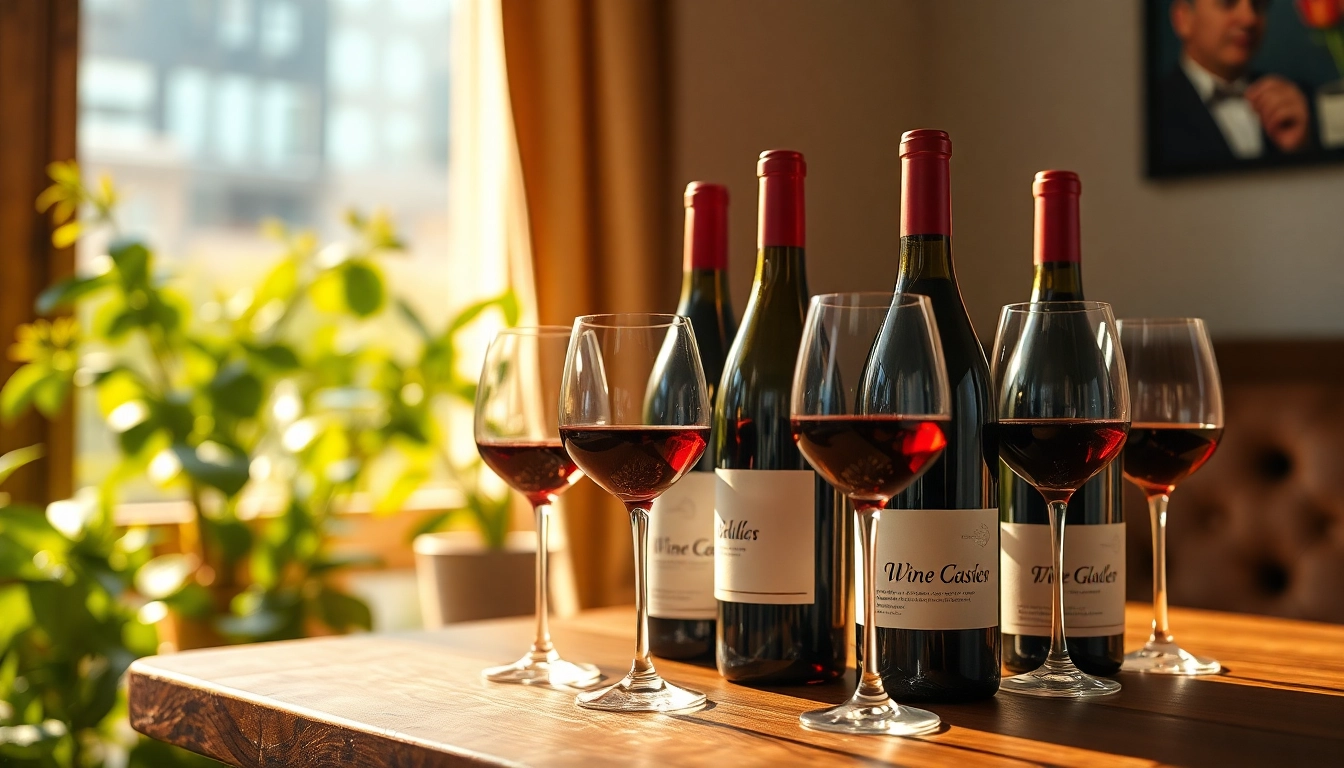 Experience top-notch wine delivery Toronto with an inviting arrangement of wine bottles.