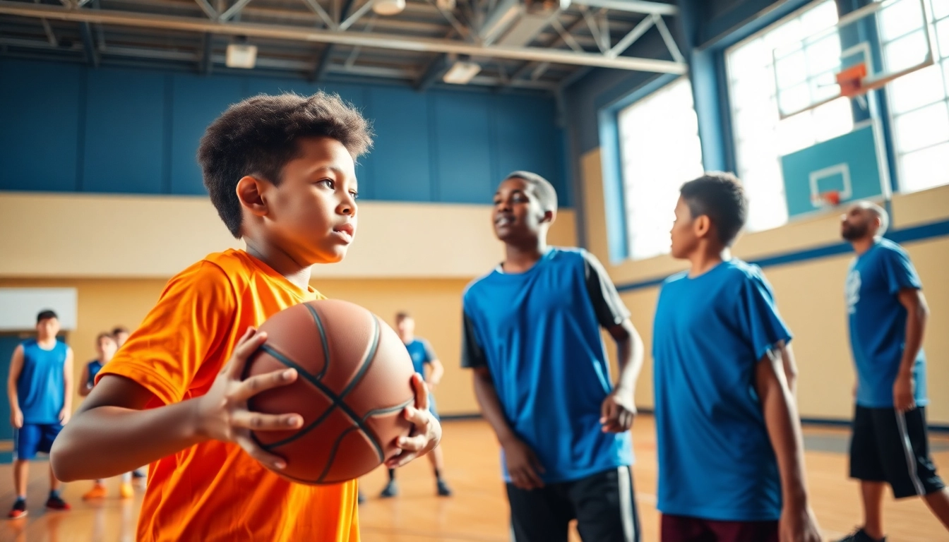 Young athletes training intensely at Takeover Basketball Academy, showcasing skill and teamwork.
