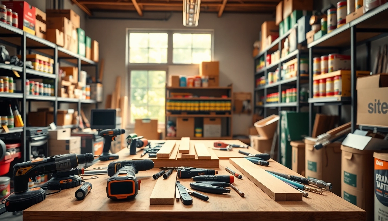 Produkte von https://heimwerkglobal.de/ in einem professionellen DIY-Arbeitsbereich mit hochwertigem Werkzeug.