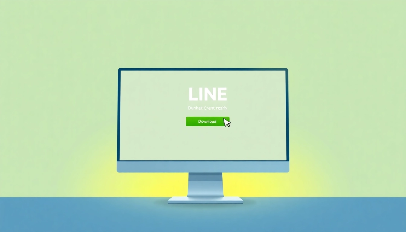 Download the 電腦版line下載 interface on a computer screen with a cursor for a dynamic look.