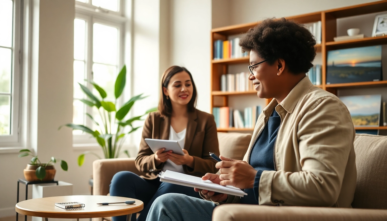Engaging therapy session showcasing treatment for bipolar disorder in a warm, inviting environment.