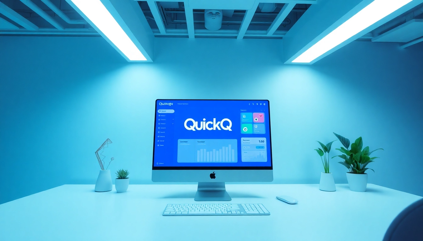 QuickQ下载 interface displayed on a sleek laptop, enhancing productivity and user experience.