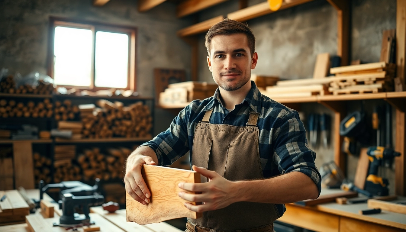 Demonstrating carpentry skills in a workshop for carpentry apprenticeship near me.