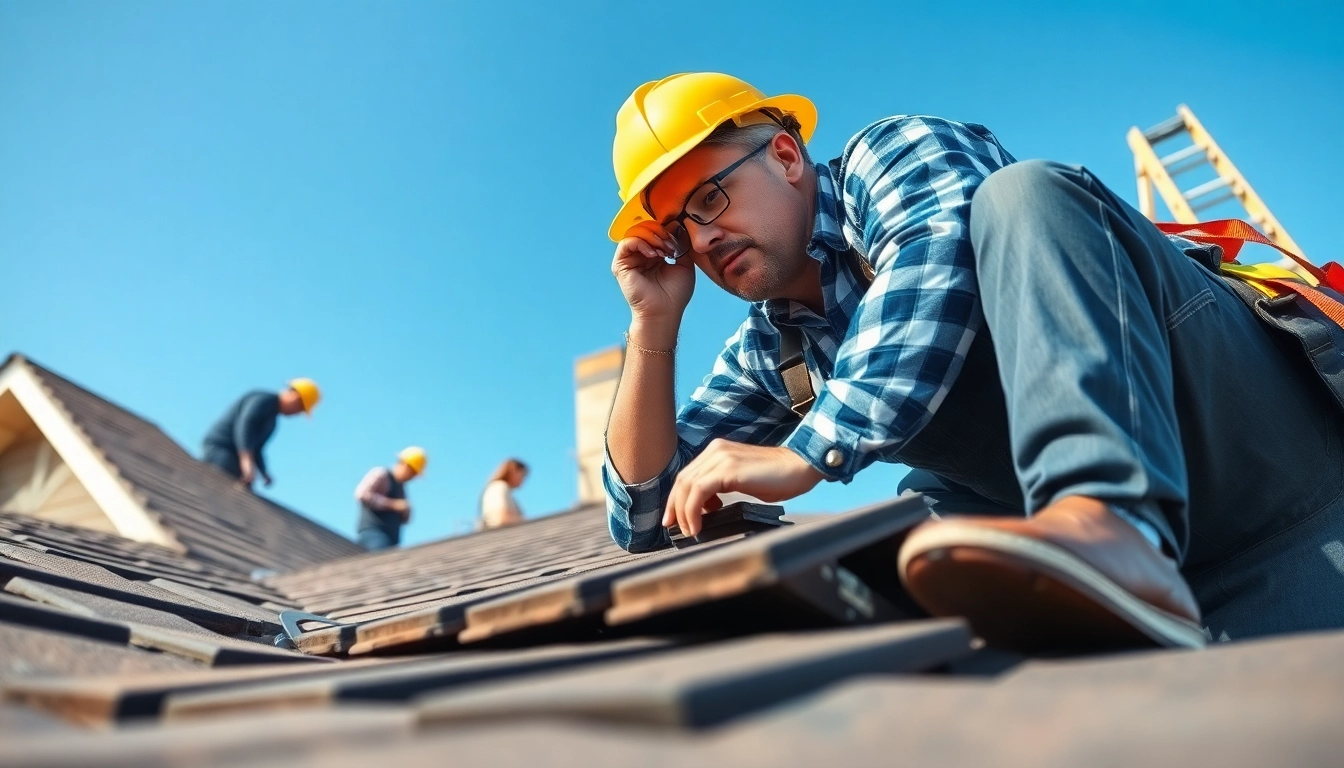 Residential roof replacement being conducted by professional contractors showing detailed craftsmanship.