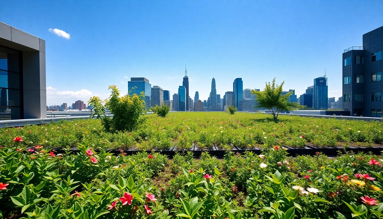 Enhance urban landscapes with Green Roof Modules, showcasing a vibrant green rooftop garden.