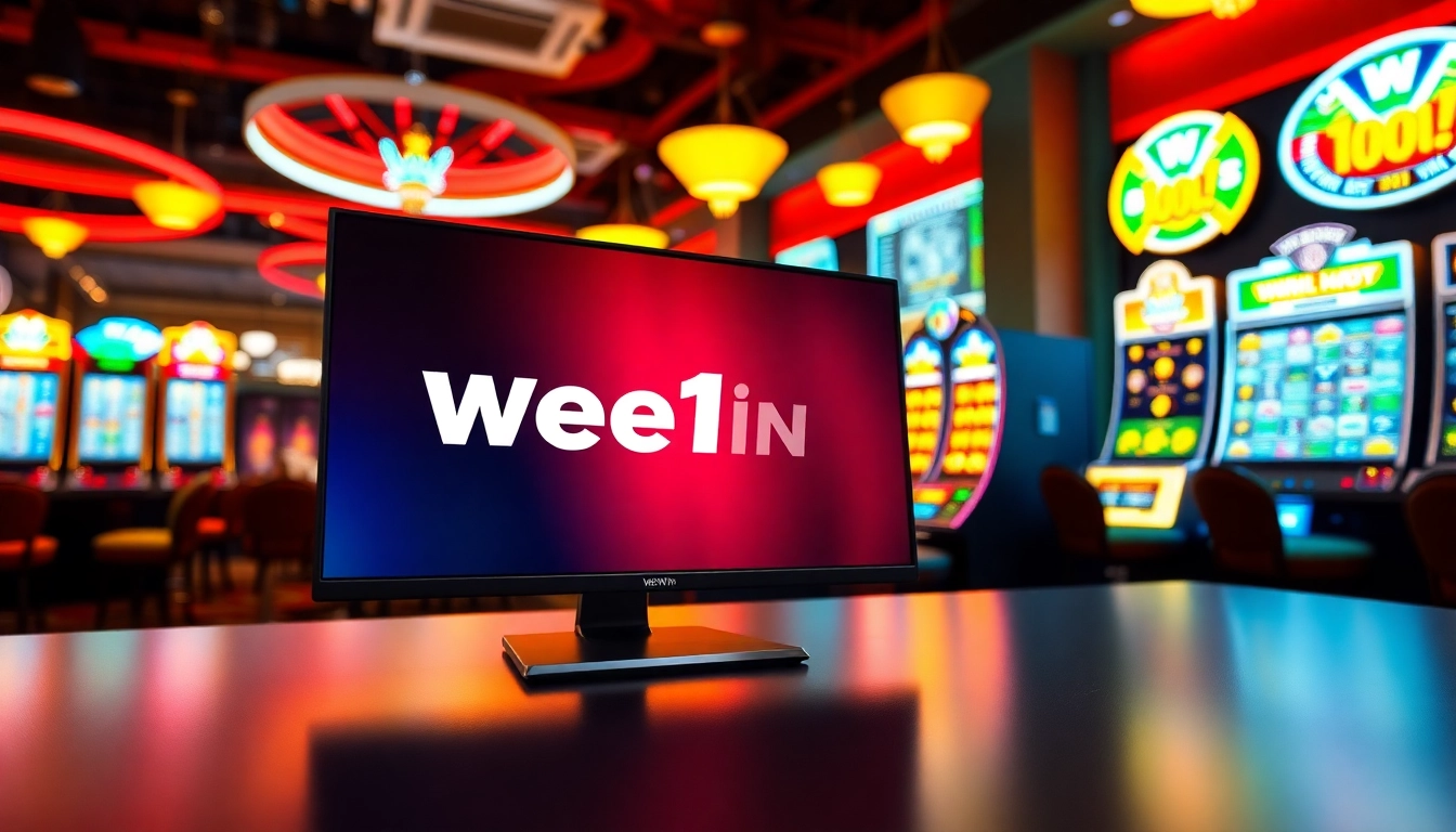 Engage with We1Win on a vibrant online gaming setup featuring exciting gambling options.