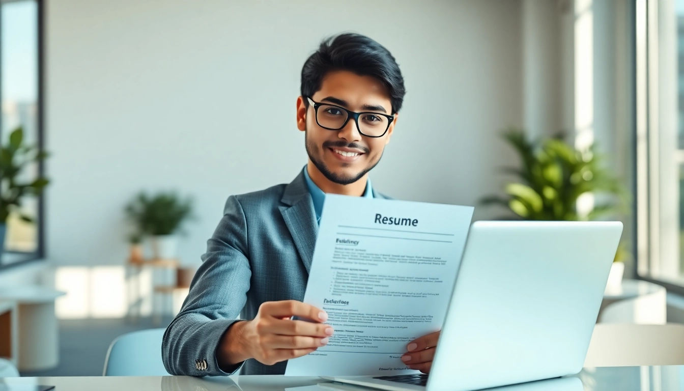 Optimize your job application with the AI resume optimization tool showcased in a professional office.