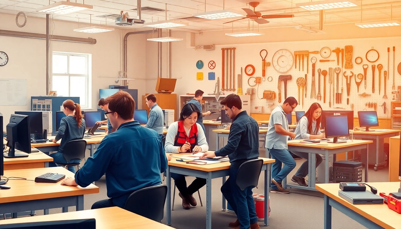 Students learning at a trade school in Tennessee, showcasing hands-on training and professional atmosphere.