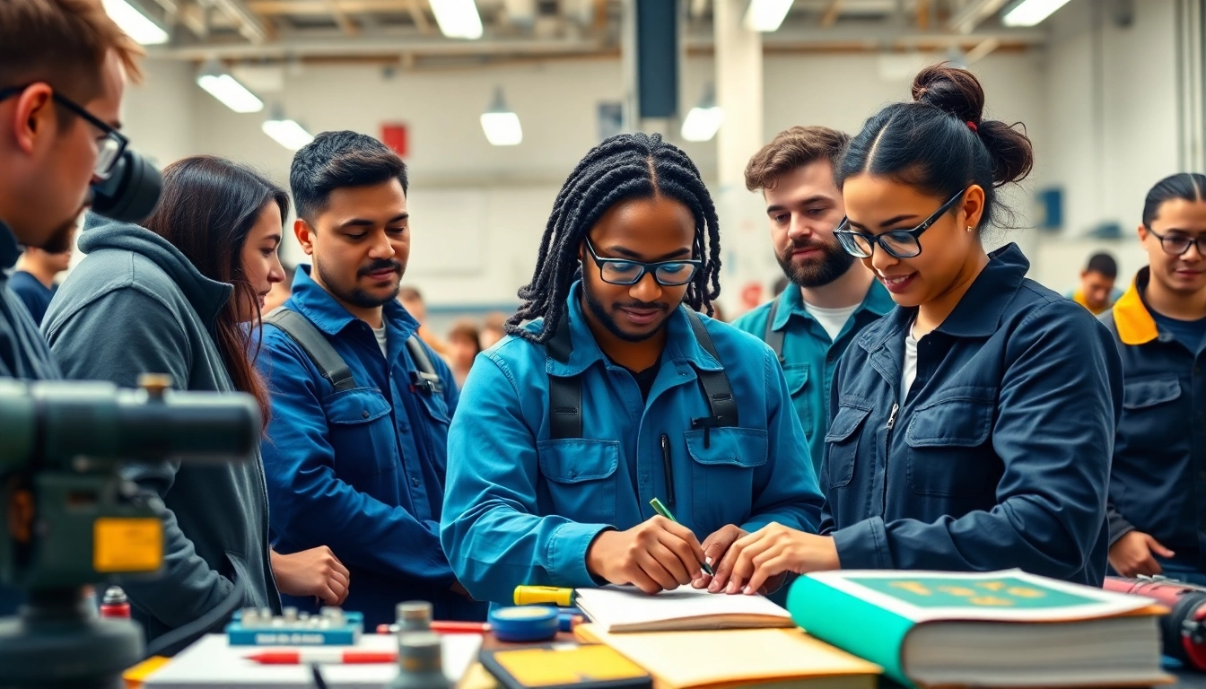 Students at a trade school in Tennessee engaged in practical training with advanced equipment.