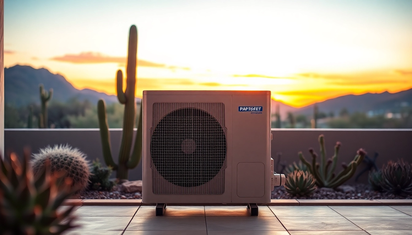 Efficient Scottsdale AC unit prominently displayed in a scenic desert setting.