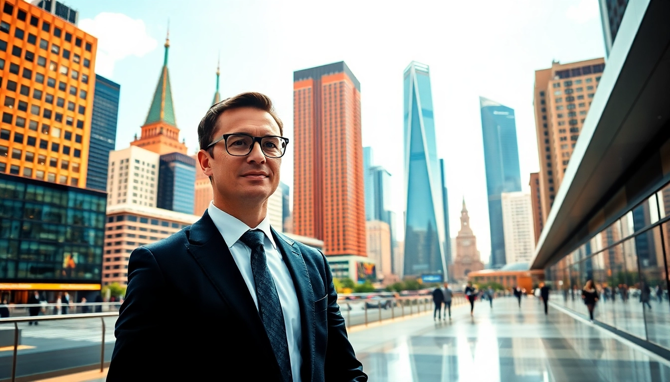 Showcasing real estate international opportunities with a professional agent amidst global properties