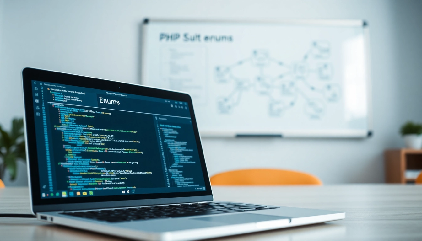 Learn about php enum through a well-organized coding workspace featuring programming tools.