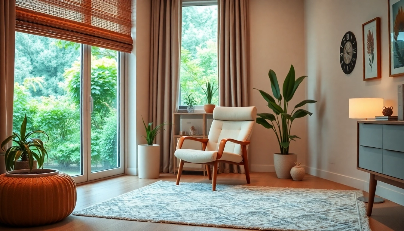 Approaching healing trauma in a soothing therapist's office with calming decor and natural lighting.