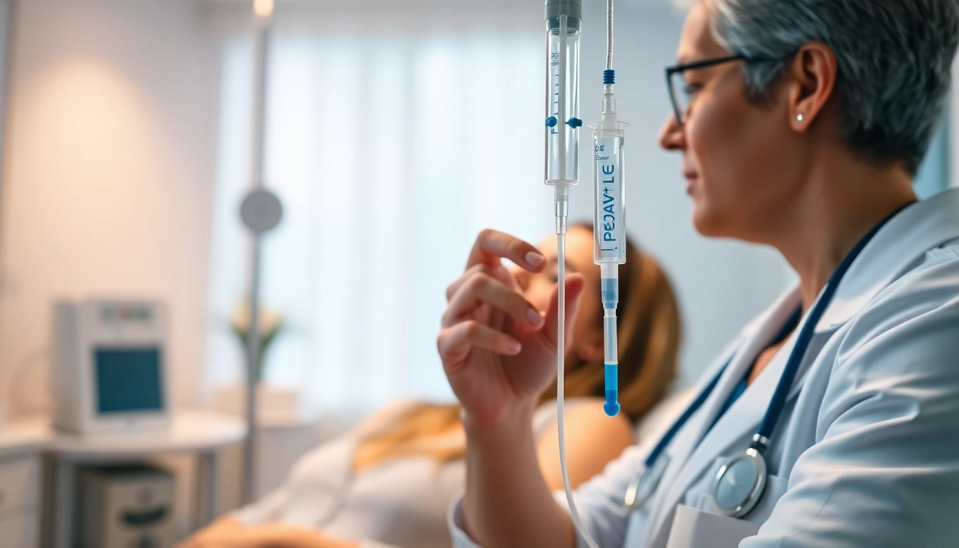 NAD+ IV therapy near me being administered by a professional in a tranquil clinic setting.