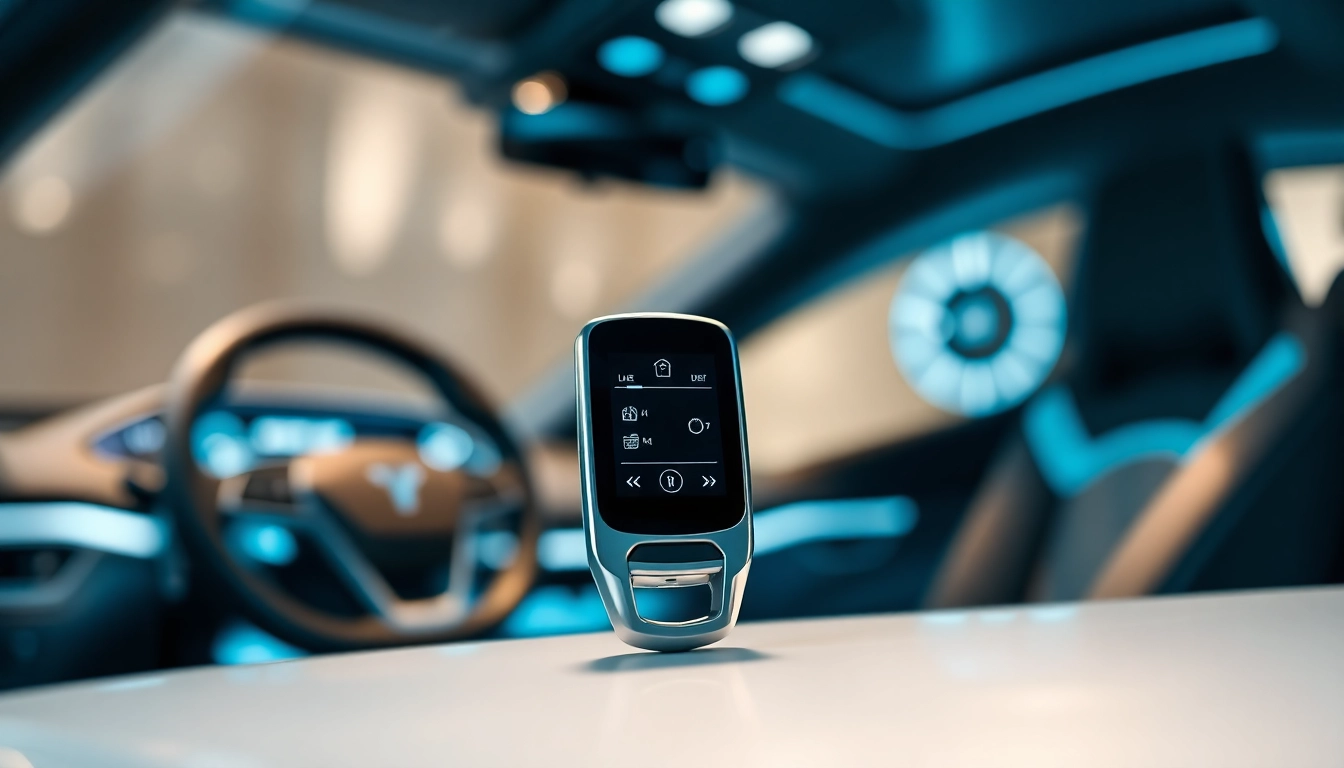 Unlocking keys for electric cars featuring a sleek, modern key fob integrated with a digital interface.
