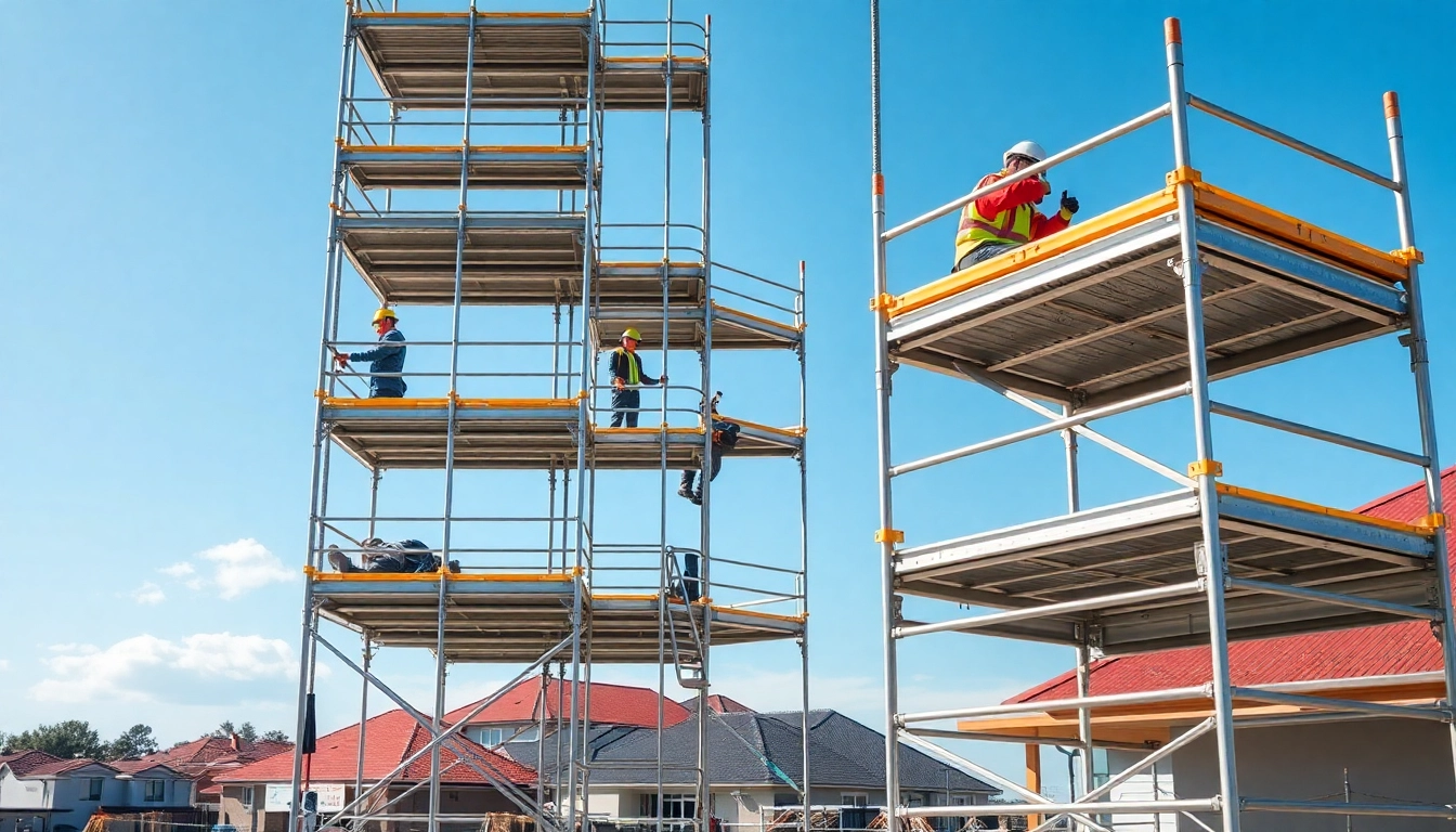 Workers on Whangarei scaffolding demonstrating safe practices at a construction site.