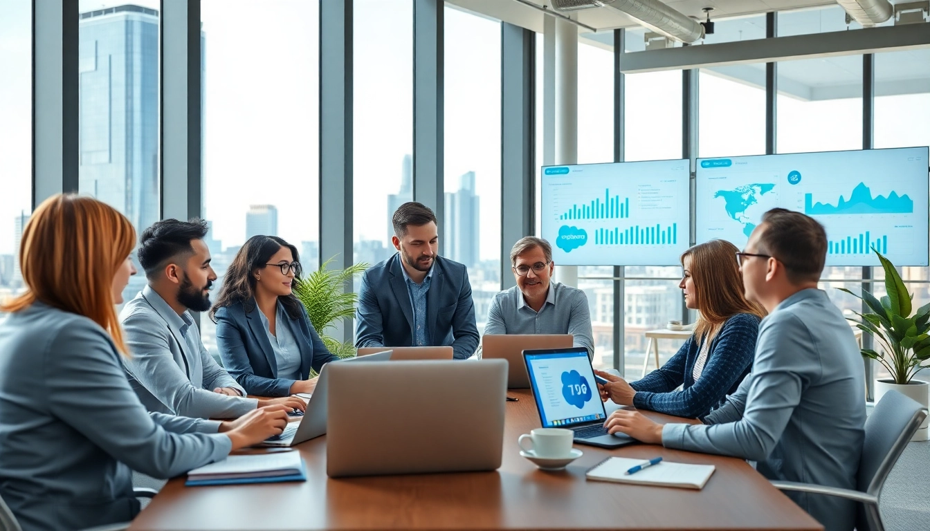 Team discussing ERP on Salesforce integration in a modern office environment
